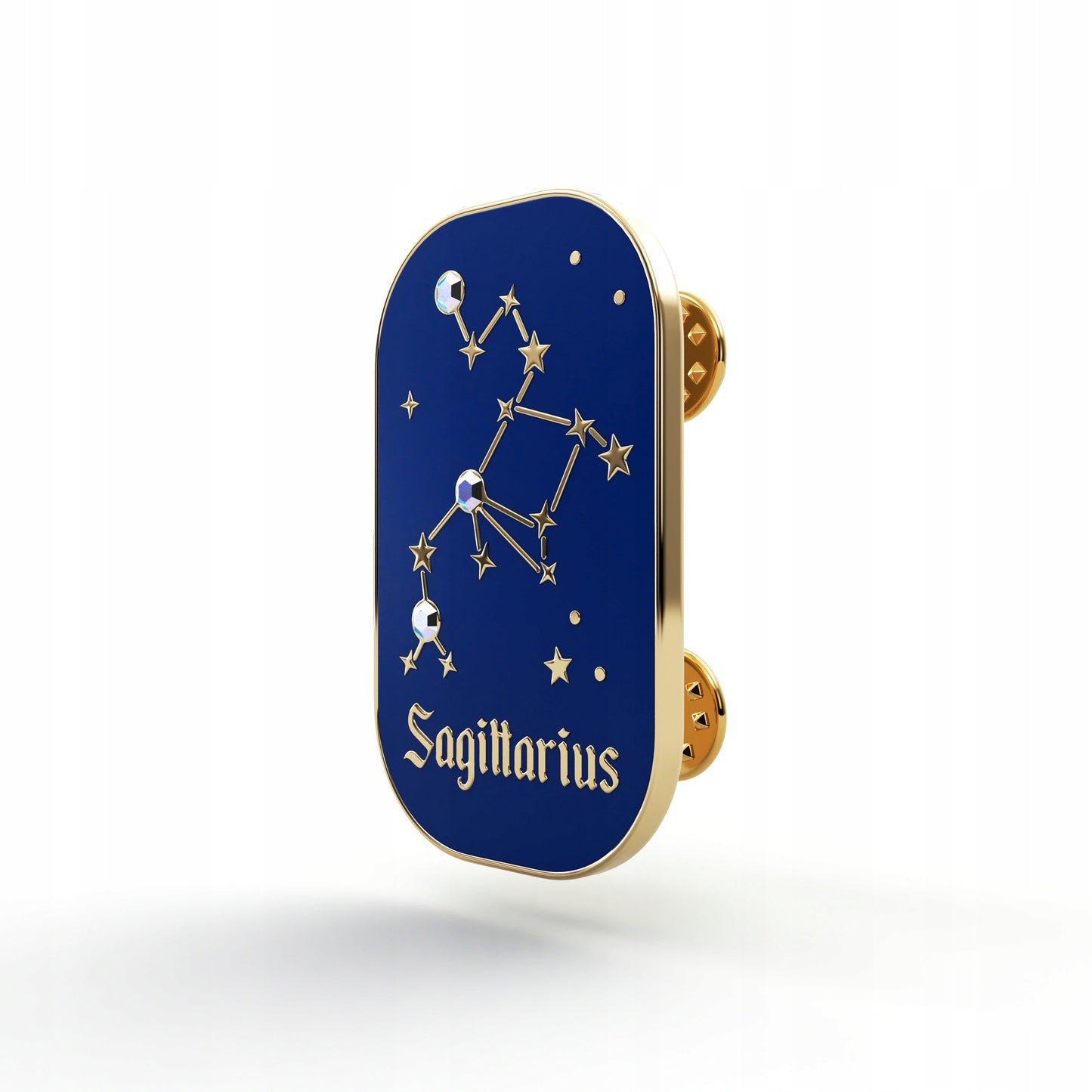 Sternzeichen Schütze – Zirkon-Anstecker mit 14 Karat Gold veredelt
