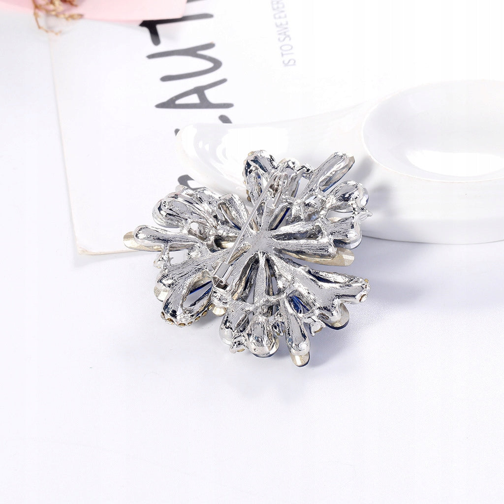 Blaue Blume - Brosche mit Zirkonia
