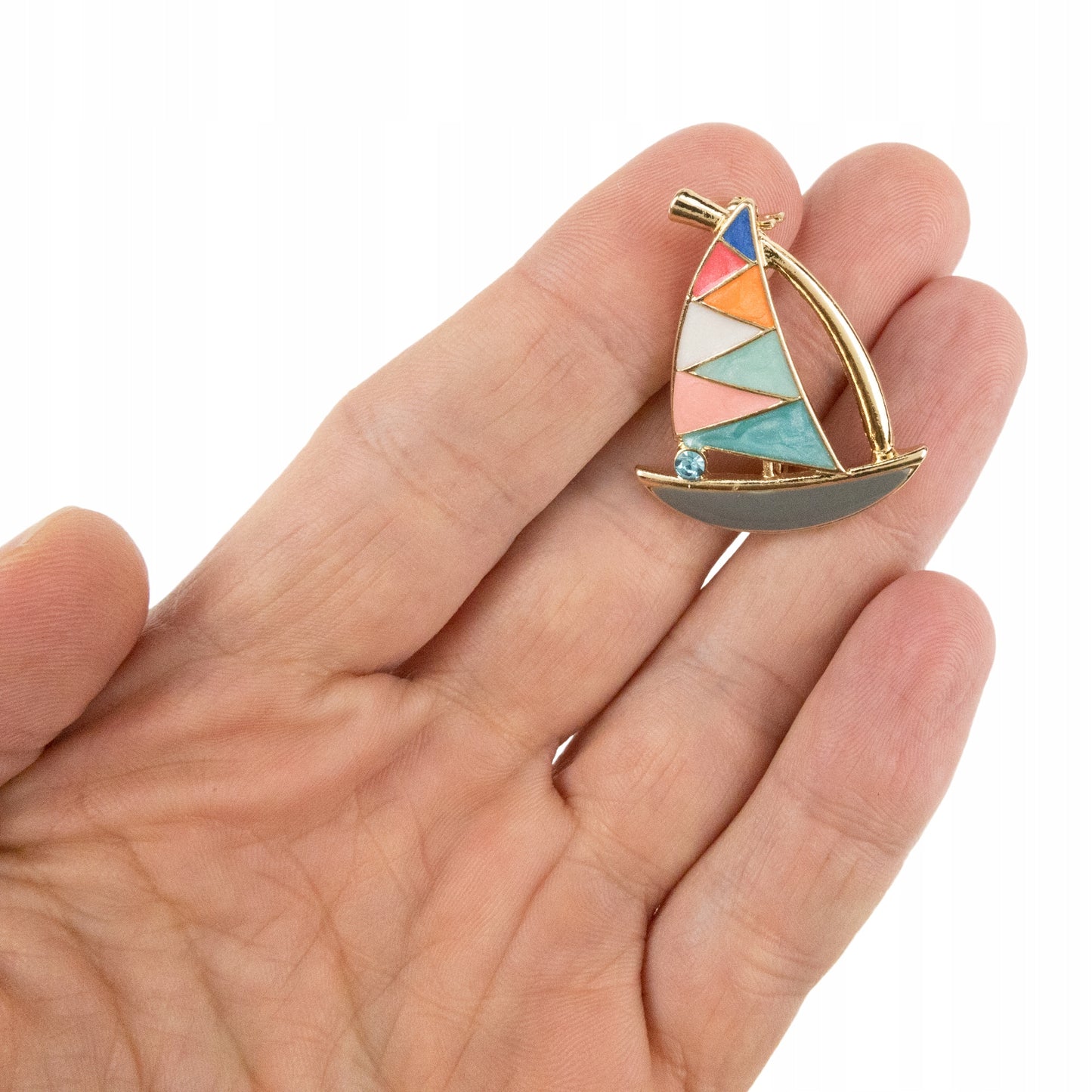 Segelboot - Brosche mit Zirkonia