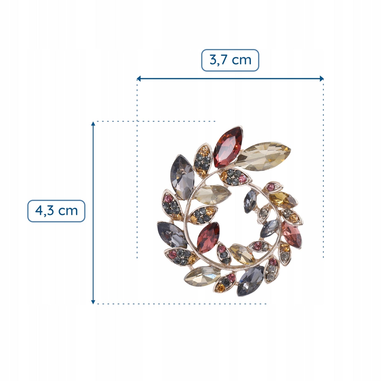 Kranz mit Blättern - Brosche mit Zirkonen verziert