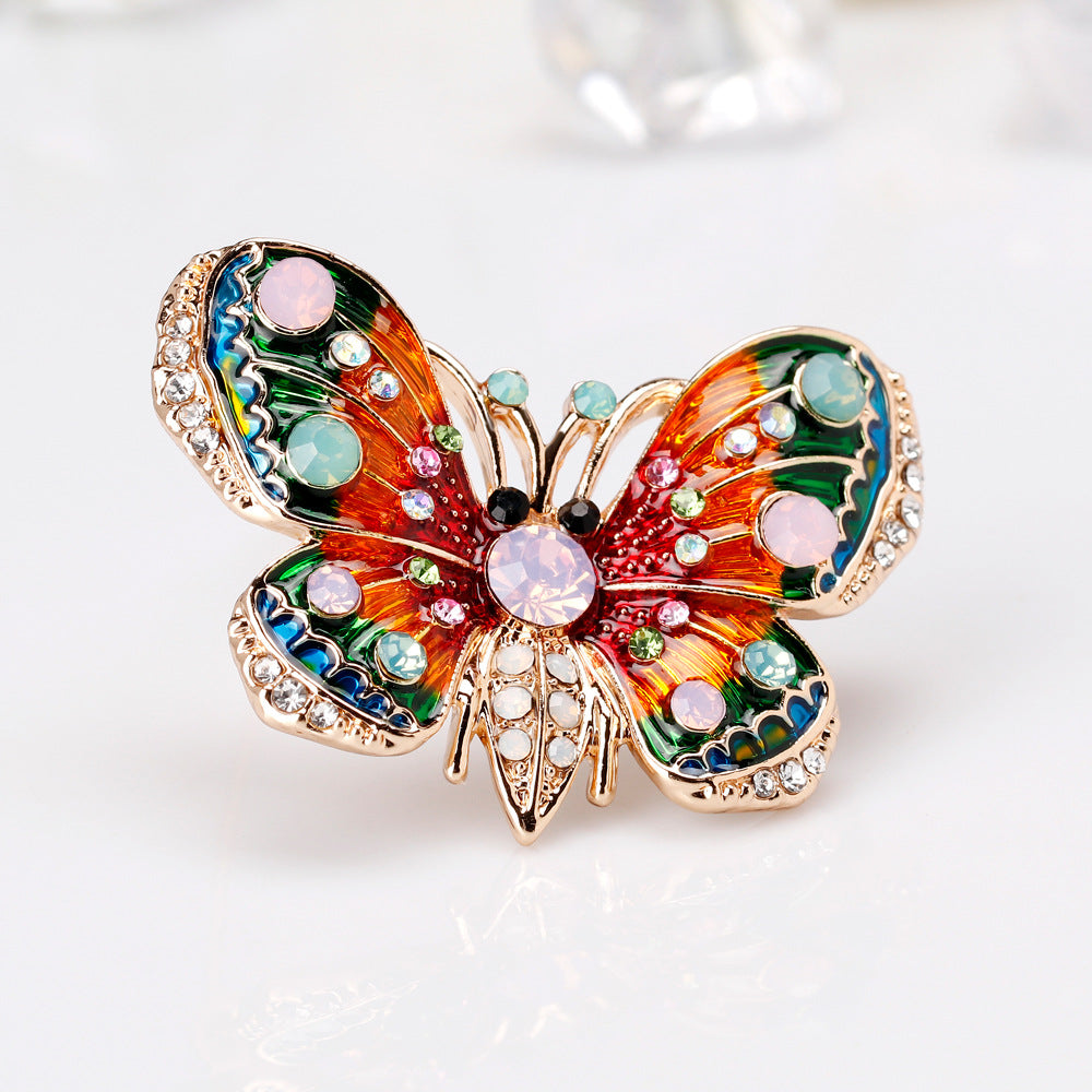 Bunte Schmetterlingsbrosche mit Zirkonia