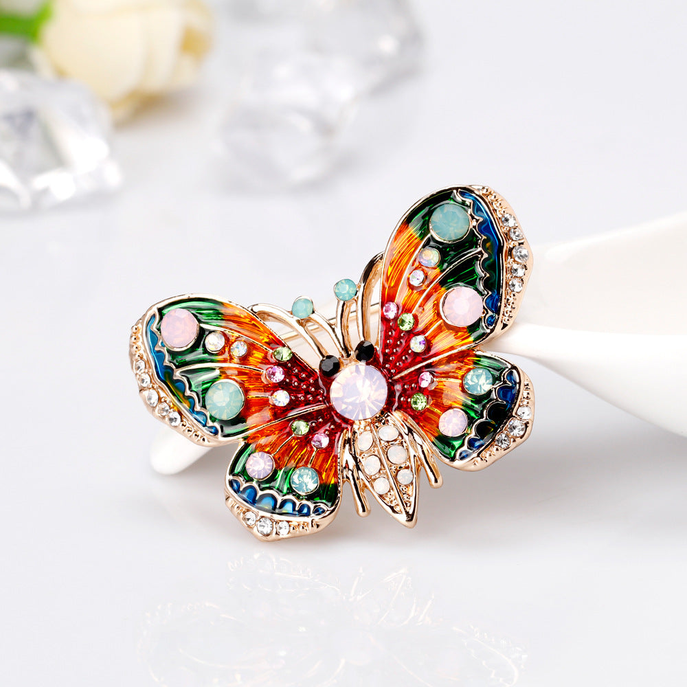 Bunte Schmetterlingsbrosche mit Zirkonia