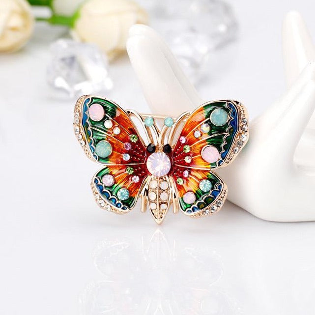 Bunte Schmetterlingsbrosche mit Zirkonia