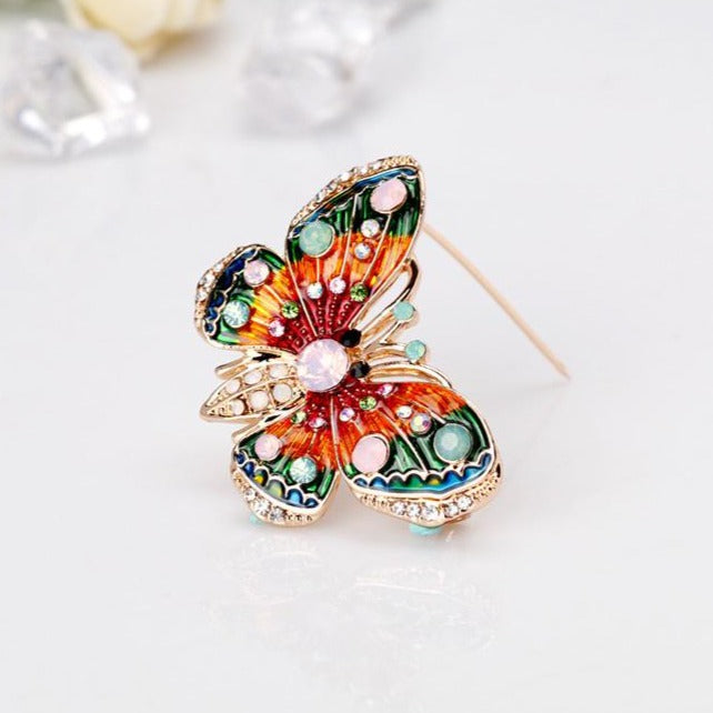 Bunte Schmetterlingsbrosche mit Zirkonia