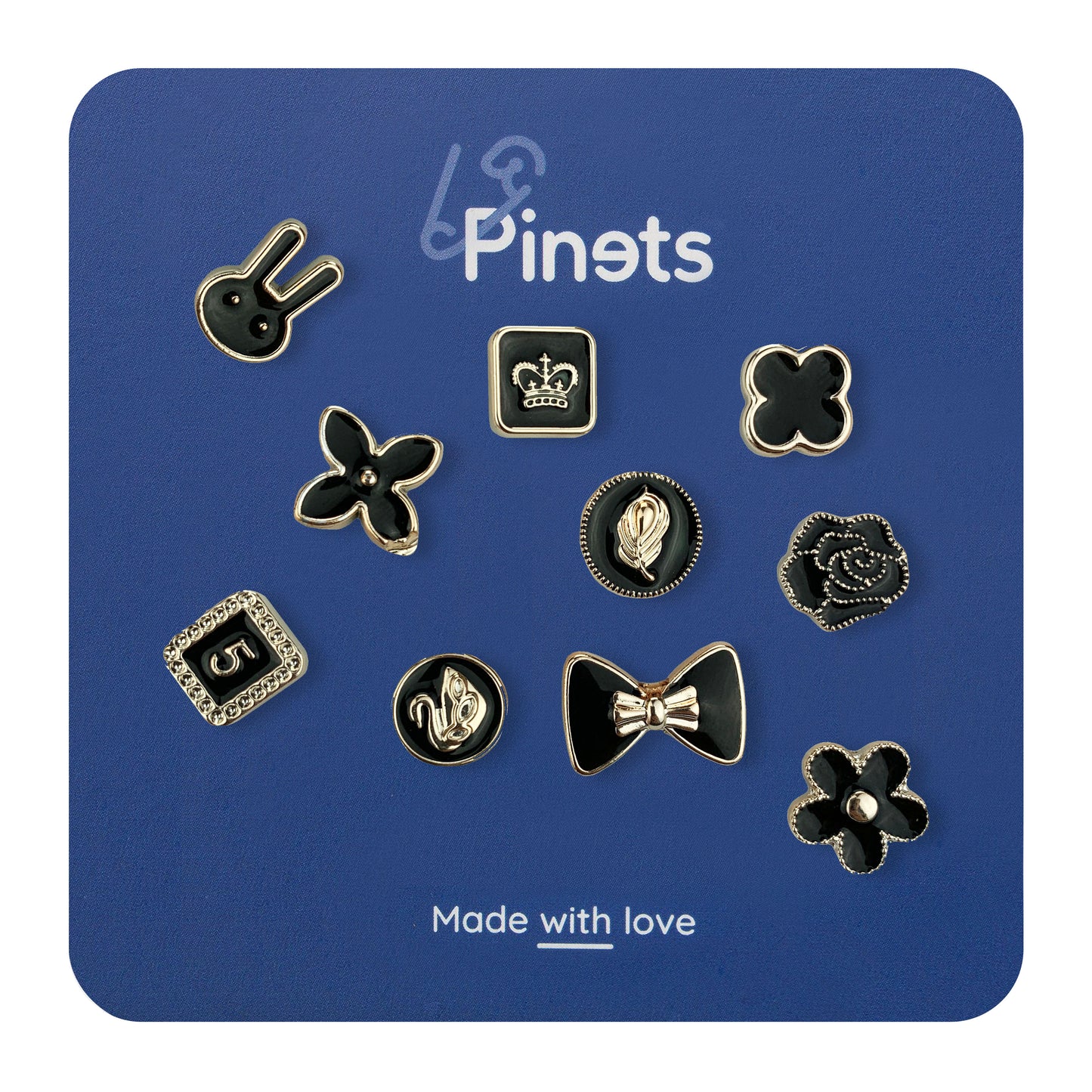 10er-Set Pins mit femininen Motiven