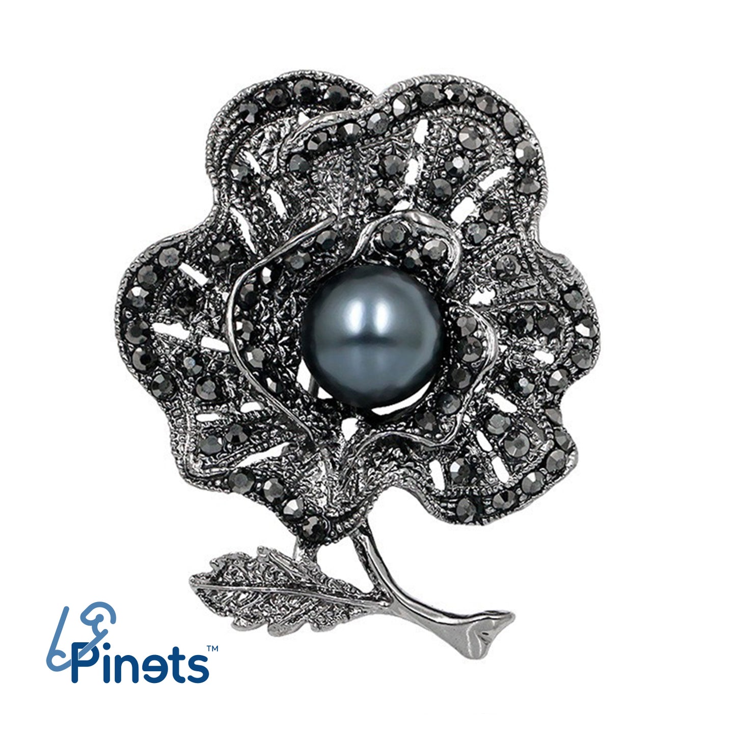 Blumenbrosche mit Perle