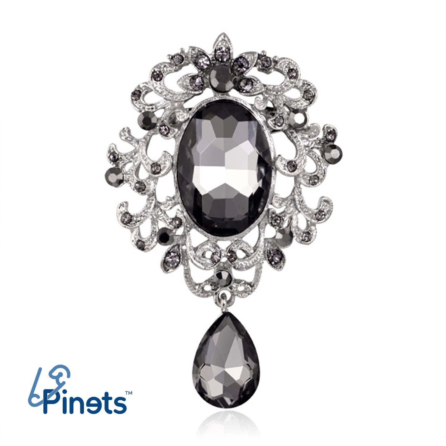 Barocke Brosche mit Zirkonia