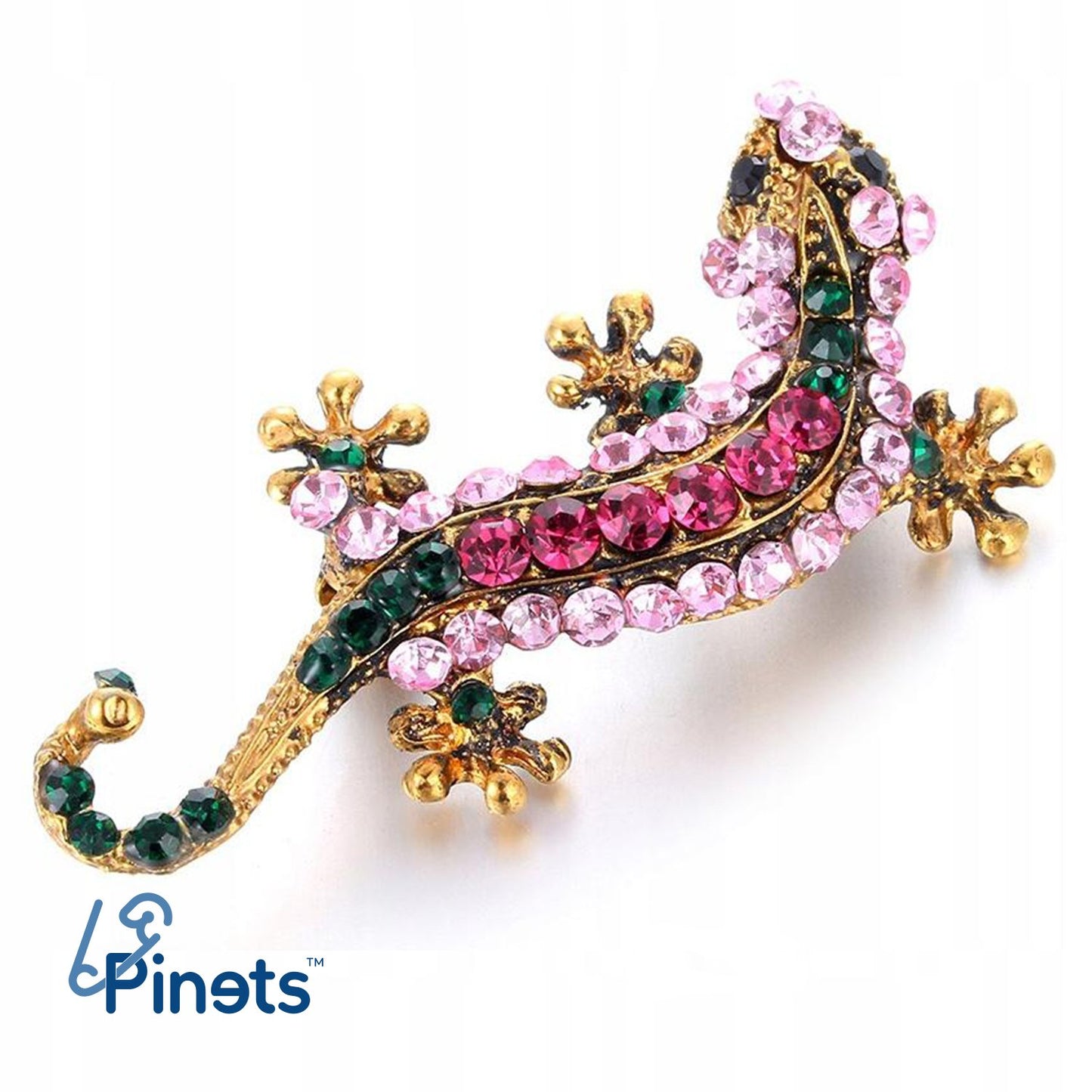Gecko-Brosche mit Zirkonia