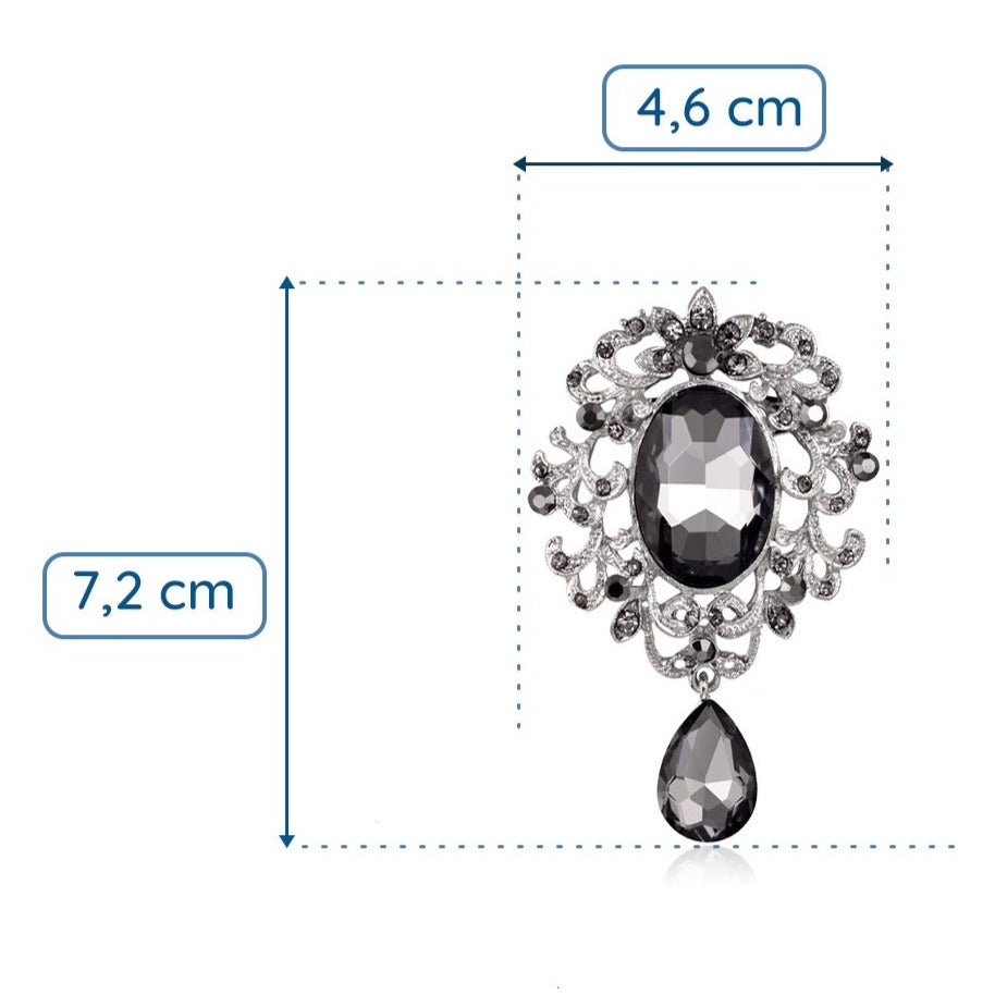 Barocke Brosche mit Zirkonia