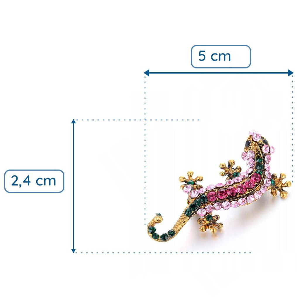 Gecko-Brosche mit Zirkonia