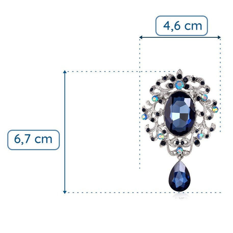 Barocke Brosche mit blauen Zirkonen