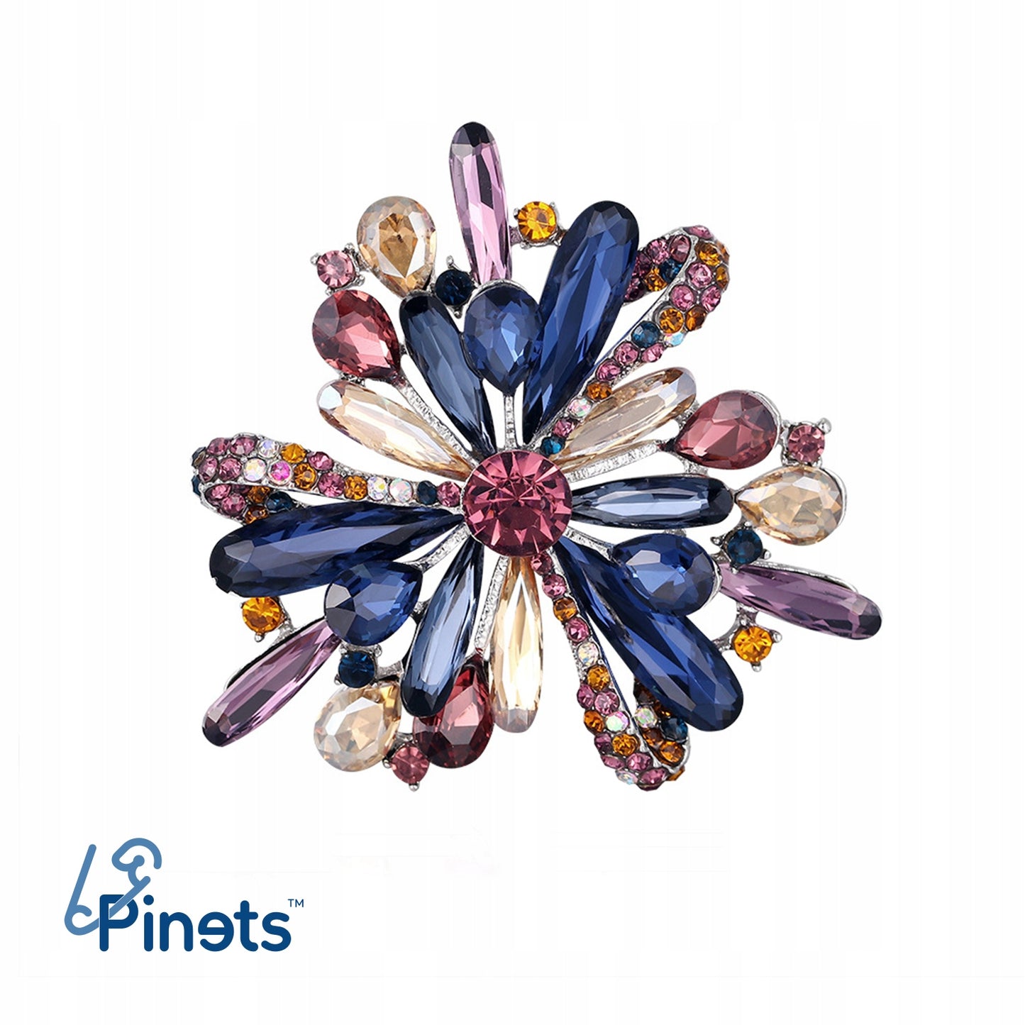 Bunte Blumen - Brosche mit Zirkonia