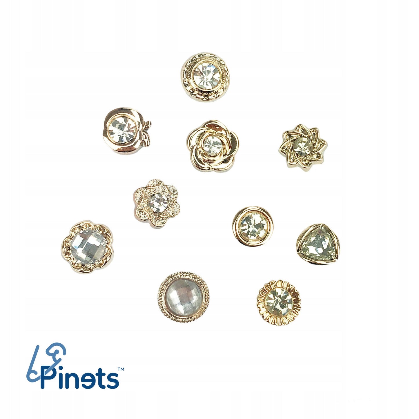 Set mit 10 Goldnadeln mit Zirkonias