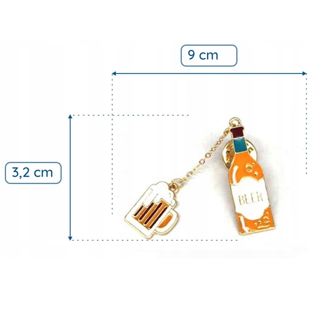 Bierflasche mit Krug Doppelnadel