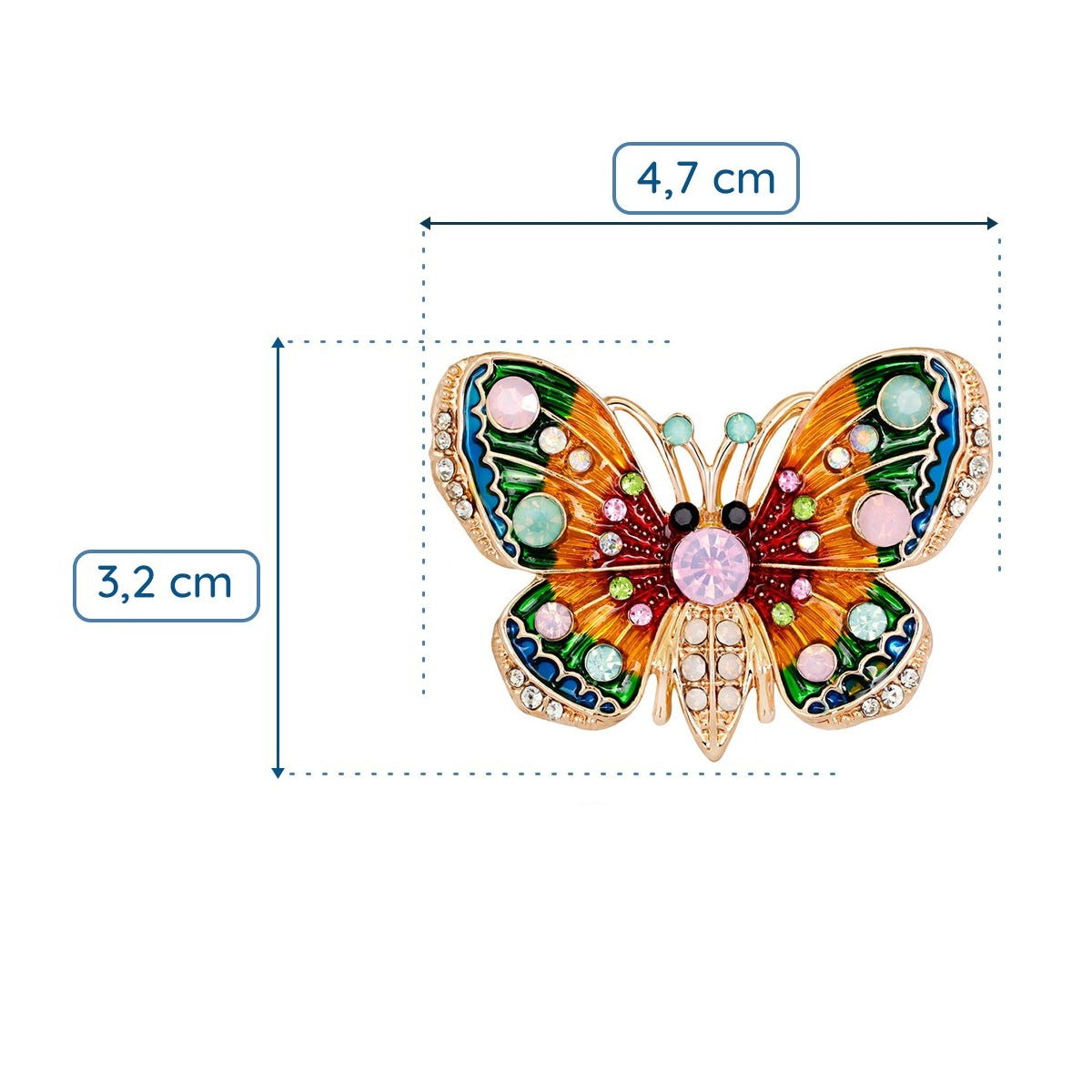 Bunte Schmetterlingsbrosche mit Zirkonia