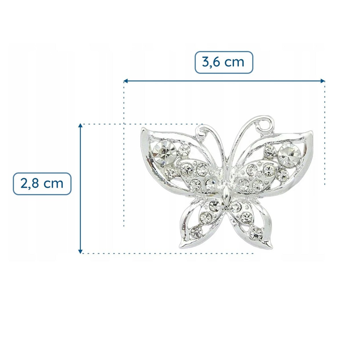 Silberne Schmetterlingsbrosche mit Zirkonia
