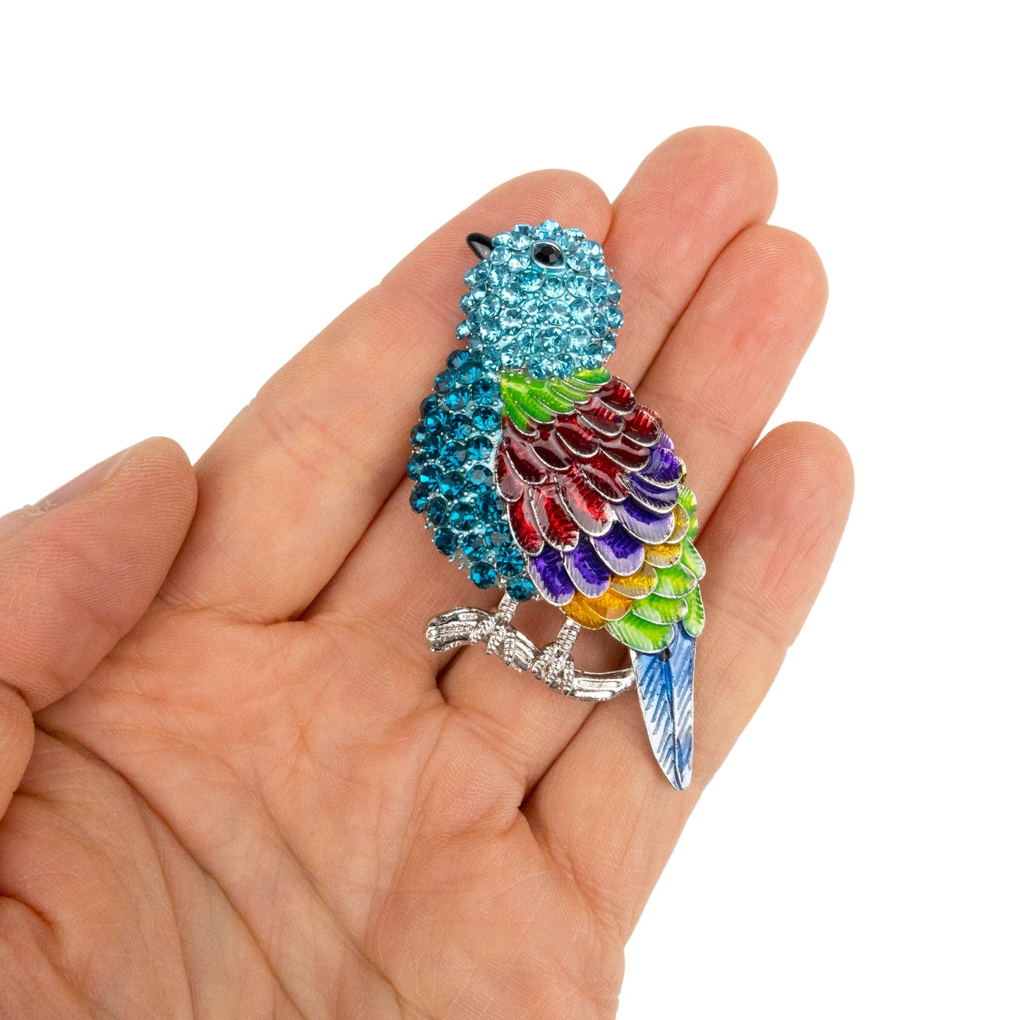 Taubenvogel - Brosche mit bunten Zirkonen