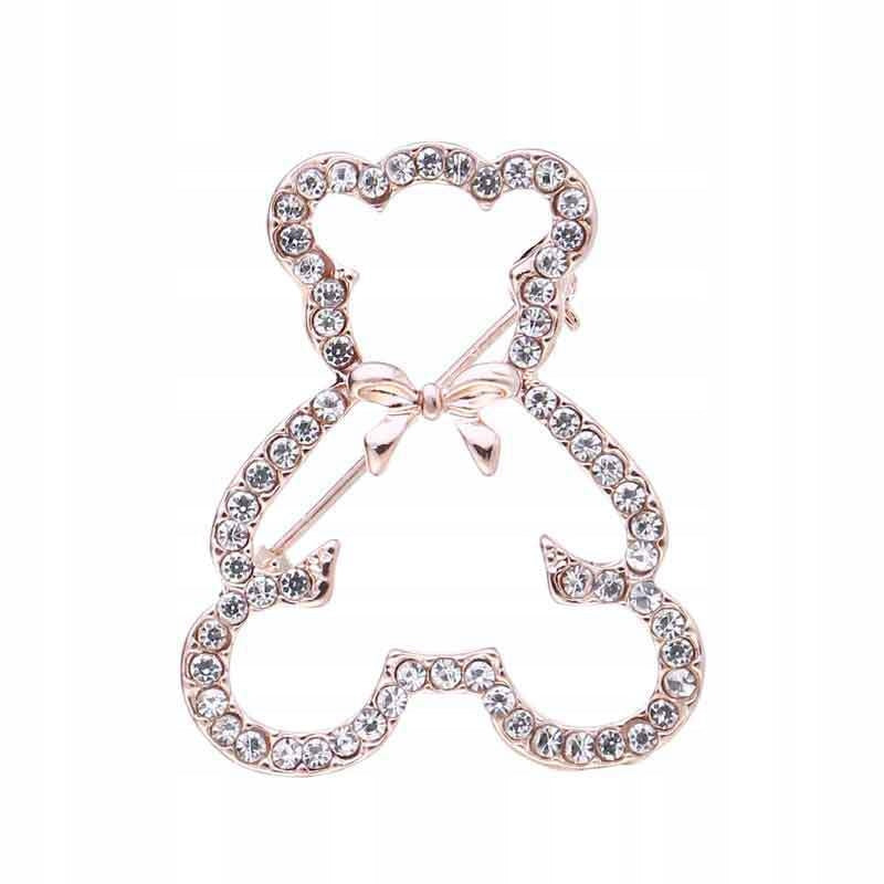 Teddybär mit Schleife - Silberbrosche mit Roségold
