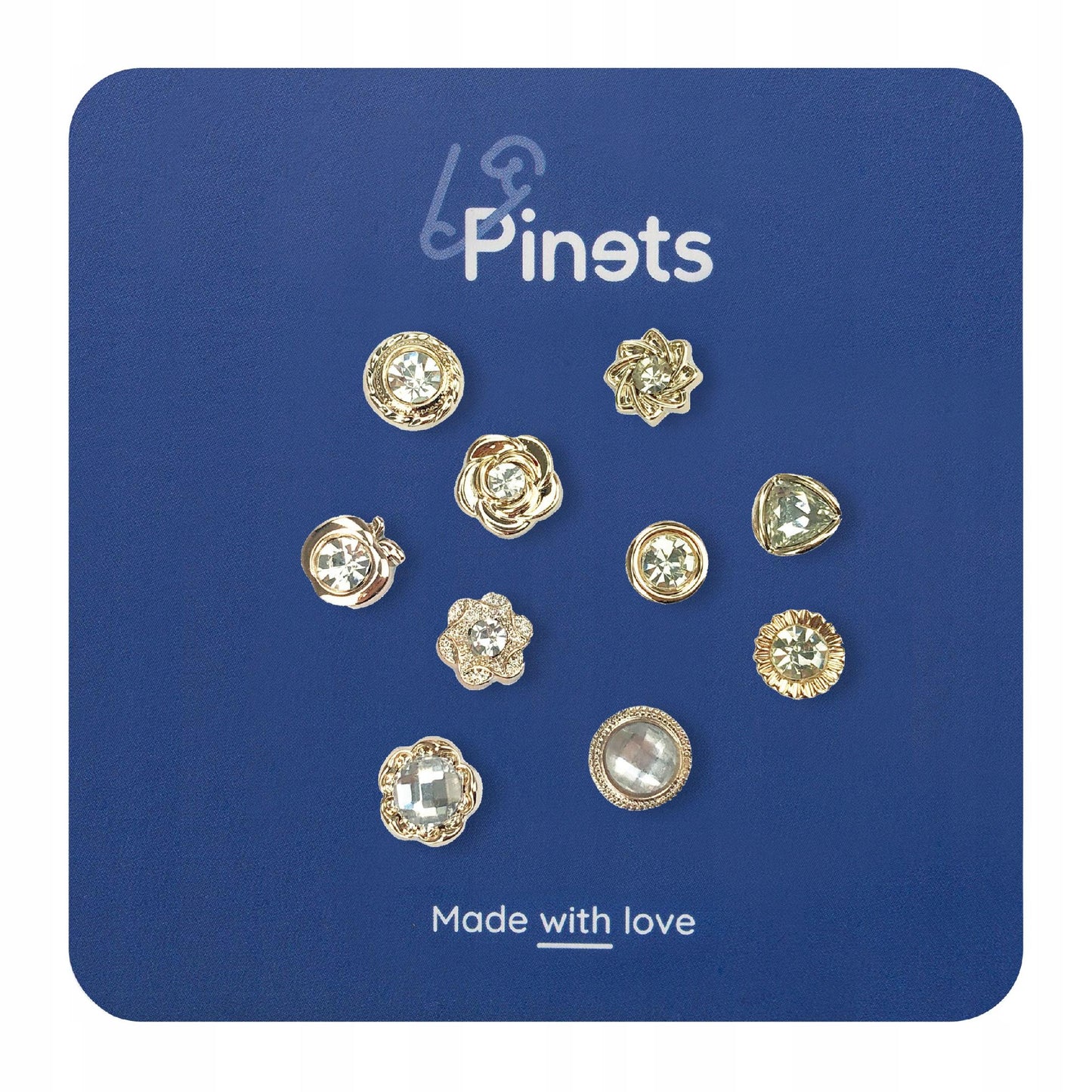 Set mit 10 Goldnadeln mit Zirkonias