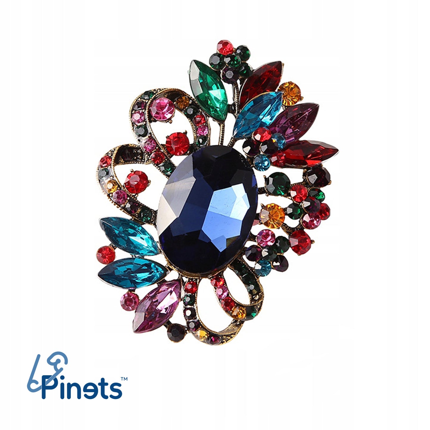 Bunte Brosche mit Zirkonen