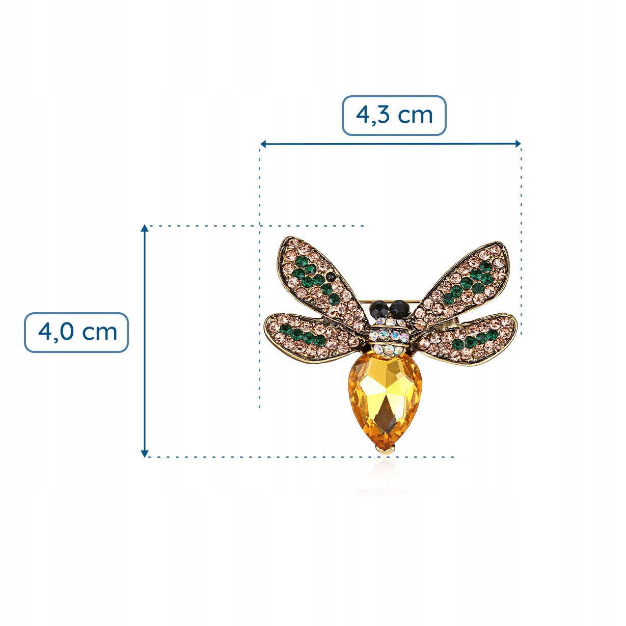 Gelbe Insektenbrosche mit Zirkonia