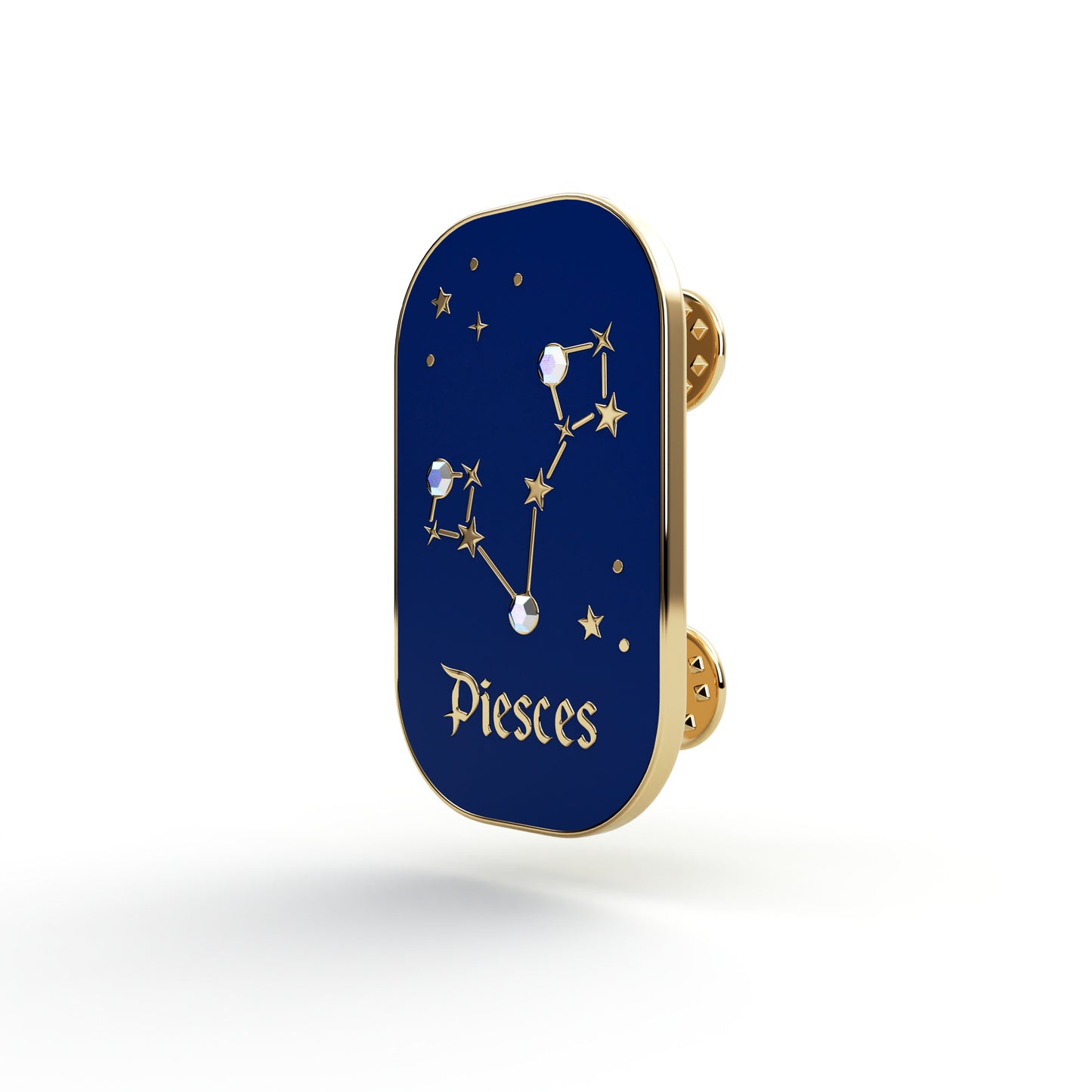 Sternzeichen Fische – Zirkon-Anstecker mit 14 Karat Gold veredelt