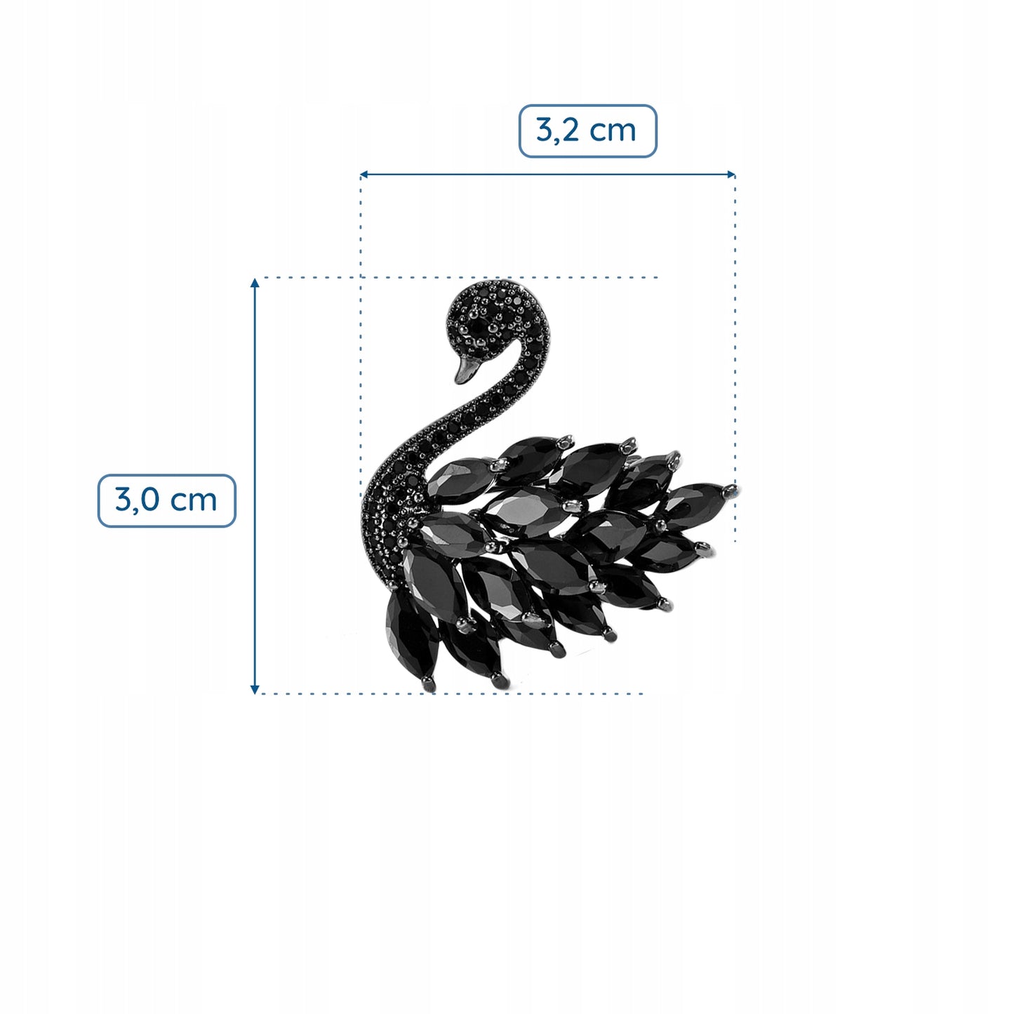 Schwarzer Schwan - Kupferbrosche mit Zirkonia