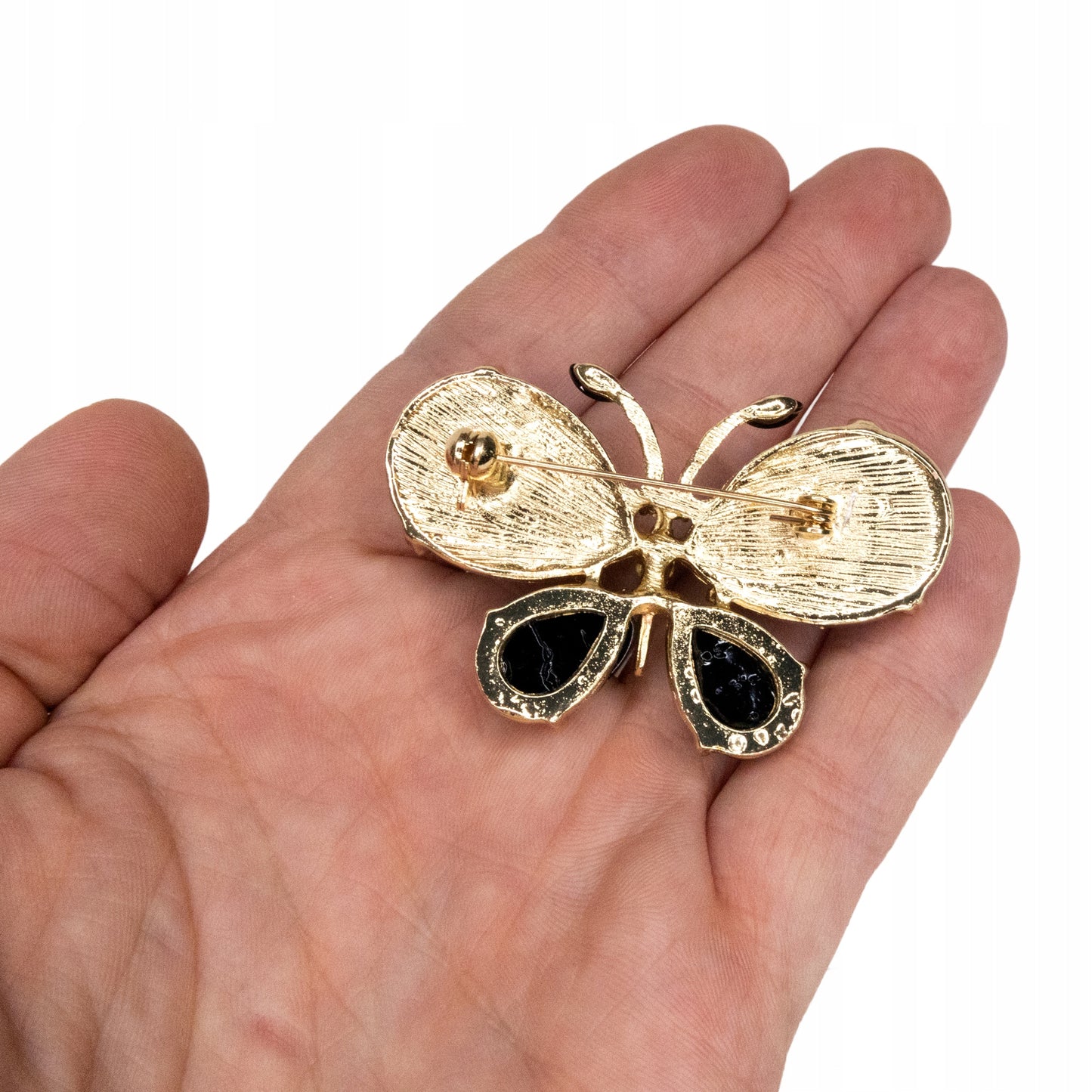 Schwarzer Schmetterling - Acrylbrosche mit Zirkonen verziert