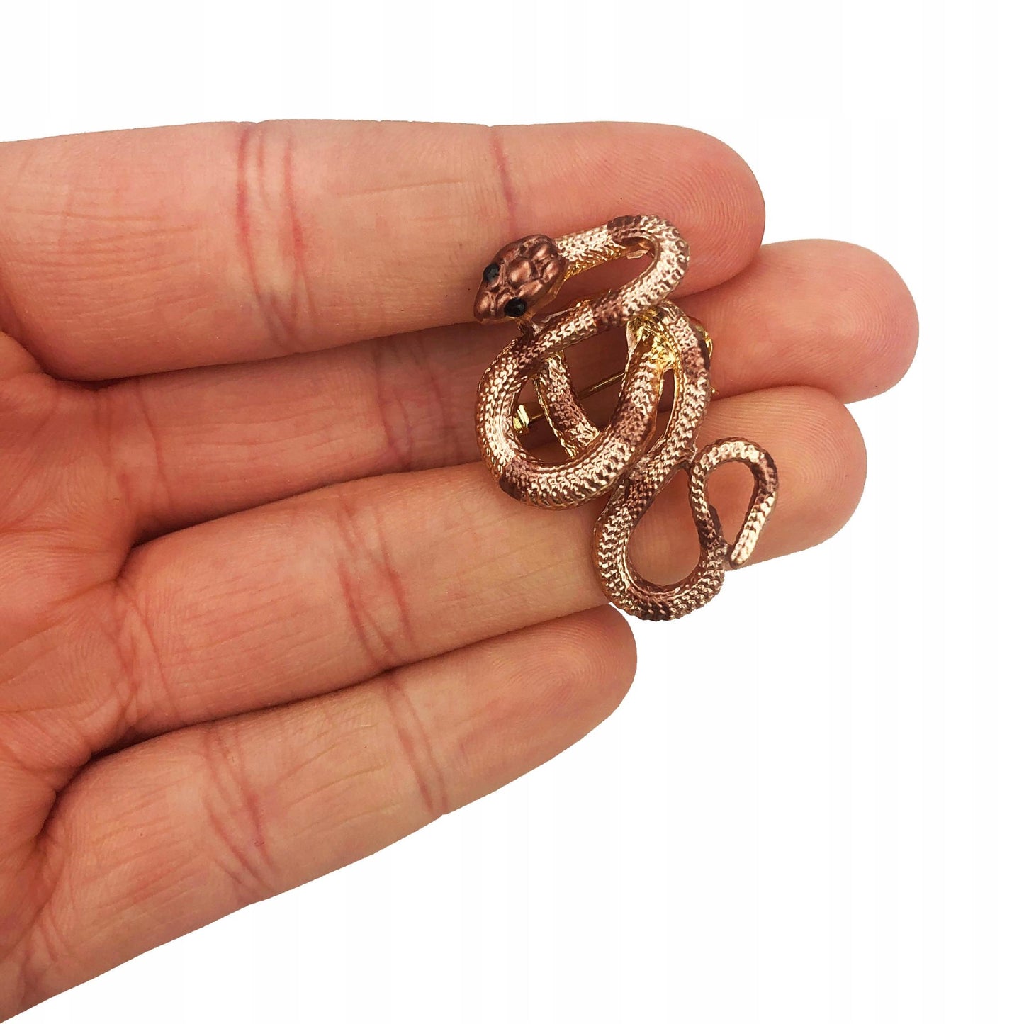 Goldene Schlangenbrosche mit Zirkonia