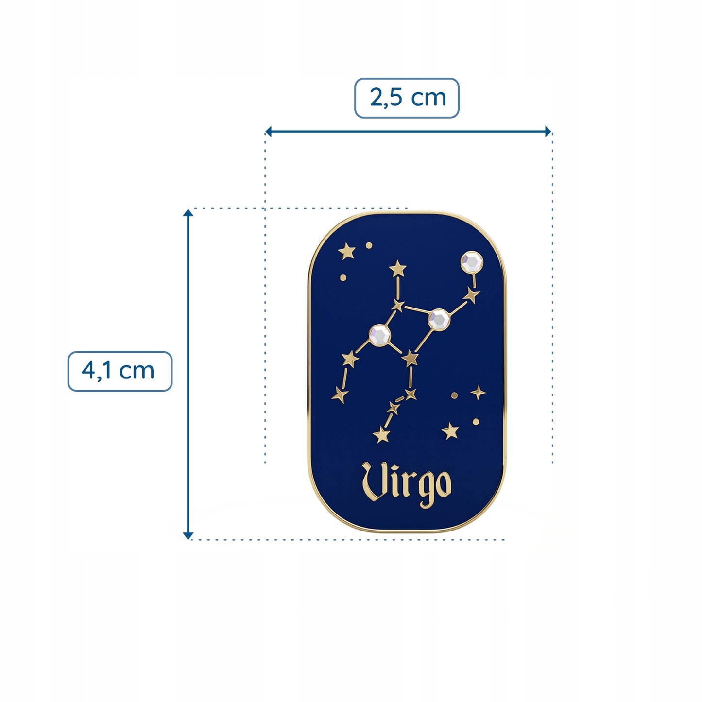 Sternzeichen Jungfrau – Zirkon-Anstecker mit 14 Karat Gold veredelt