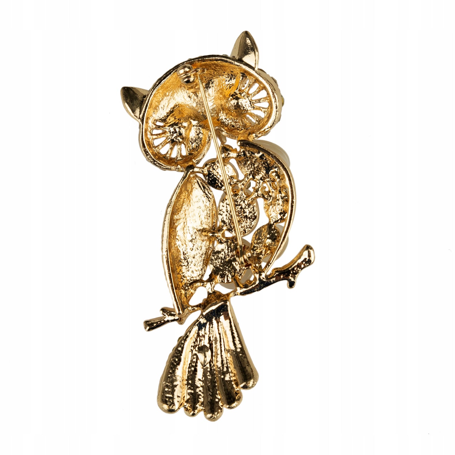 Eule mit Zirkonia - Goldbrosche als Geschenk