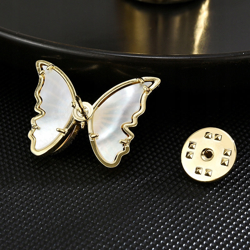 Schmetterling mit Zirkonia - 14K vergoldeter Stift