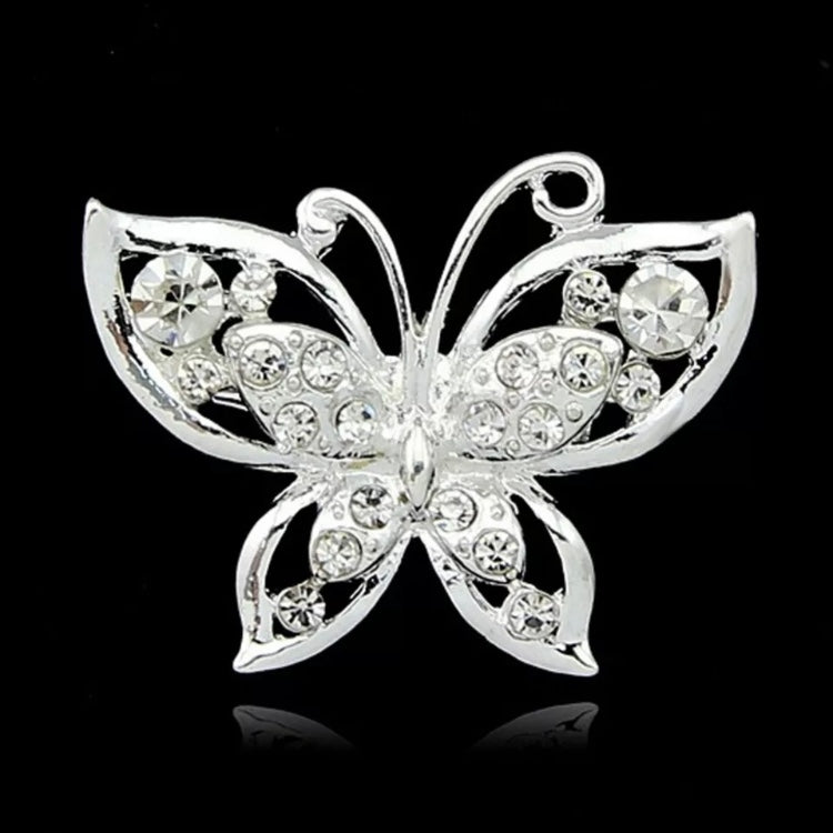 Silberne Schmetterlingsbrosche mit Zirkonia