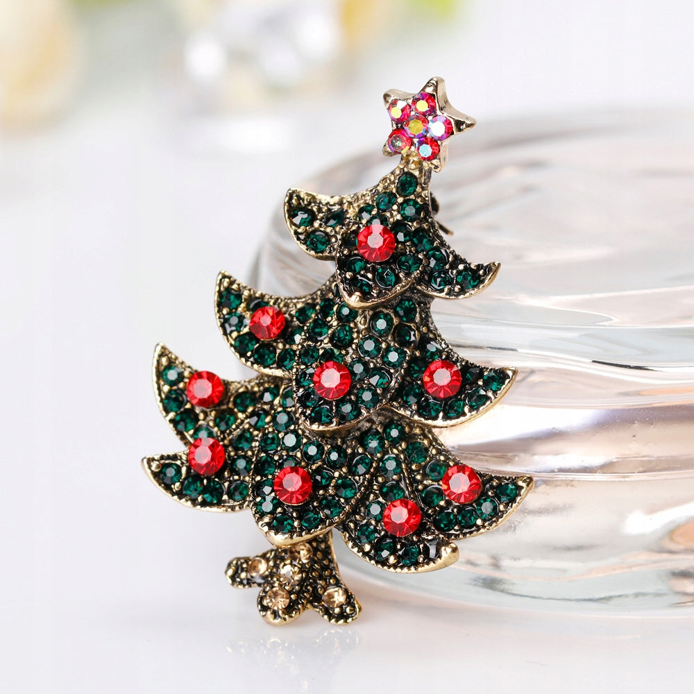 Weihnachtsbaum mit Zirkonia - Weihnachtsbrosche