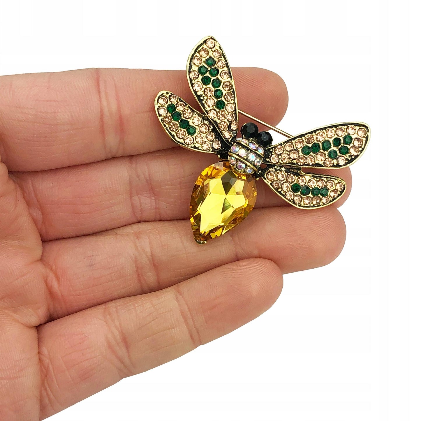 Gelbe Insektenbrosche mit Zirkonia