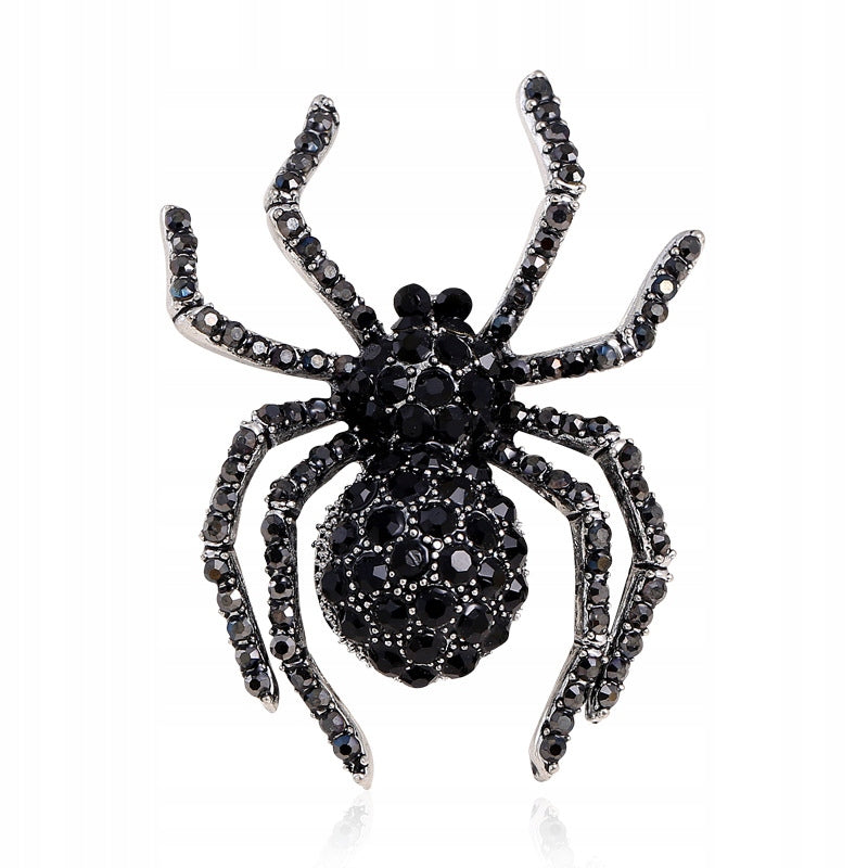 Schwarze Spinnenbrosche mit Zirkonia