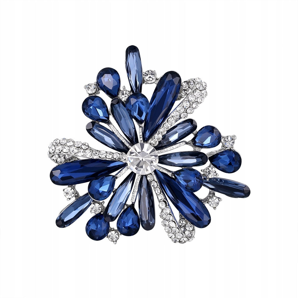 Blaue Blume - Brosche mit Zirkonia