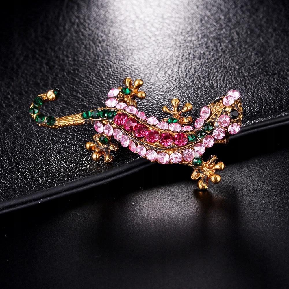 Gecko-Brosche mit Zirkonia
