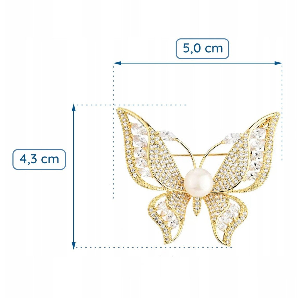 Schmetterling mit vergoldeter Zirkonia-Brosche