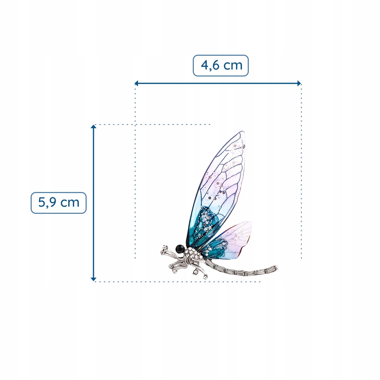 Libelle mit bunten Harzflügeln - Brosche