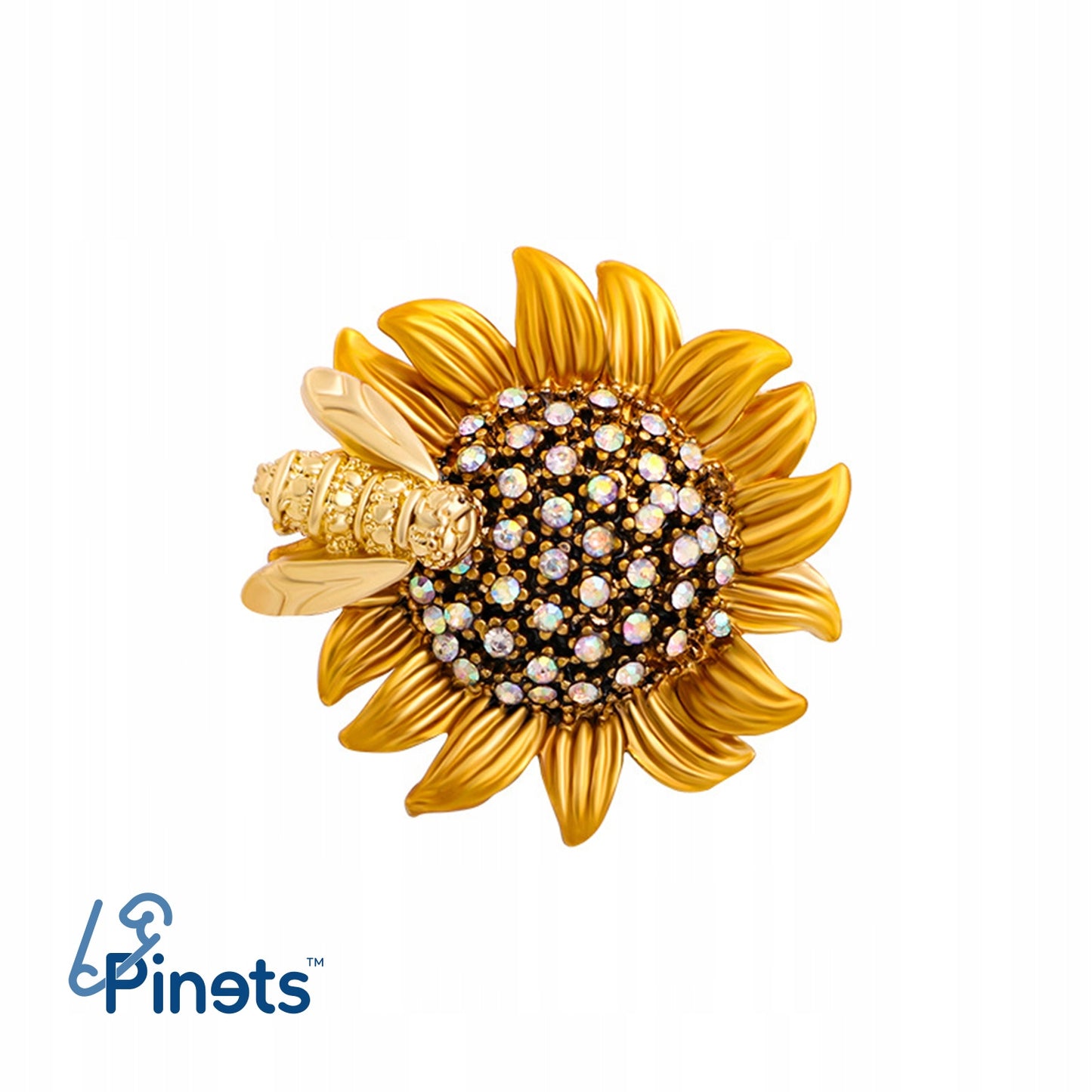Sonnenblume mit Biene - Brosche mit Anhängerfunktion