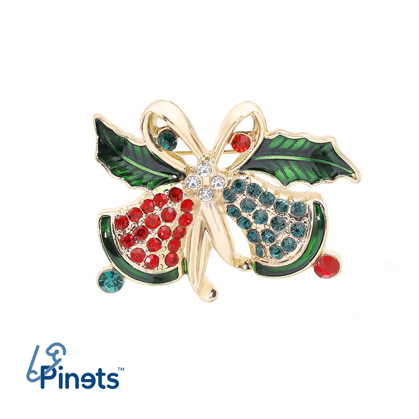 Weihnachtsglocken - Brosche mit Zirkonia