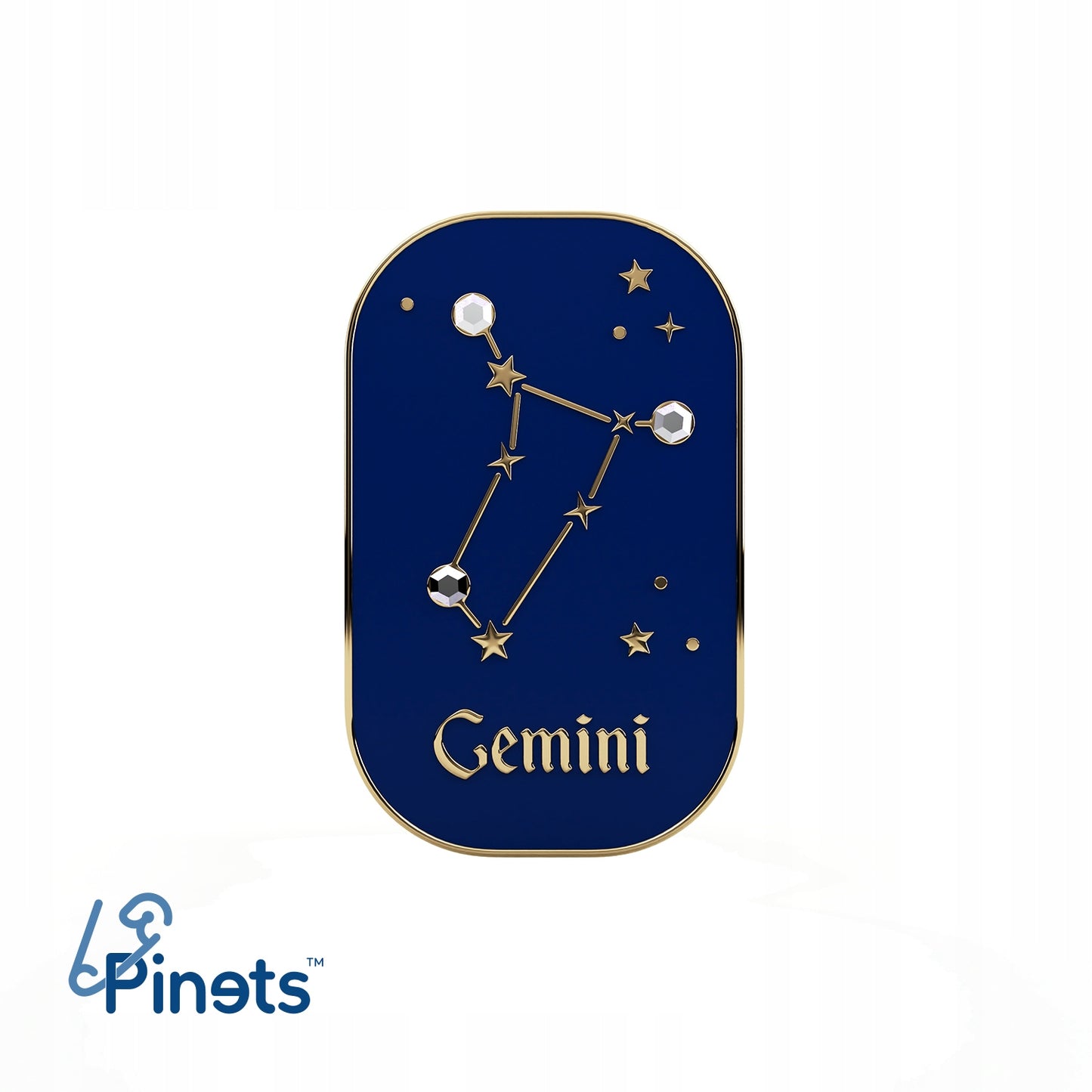 Sternzeichen Zwillinge – Zirkon-Anstecker mit 14 Karat Gold veredelt