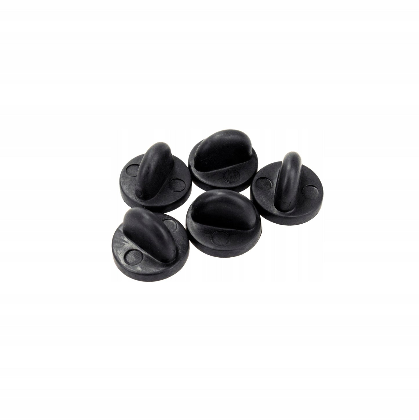 Schwarzer Gummi-Plakettenverschluss – 5er-Set