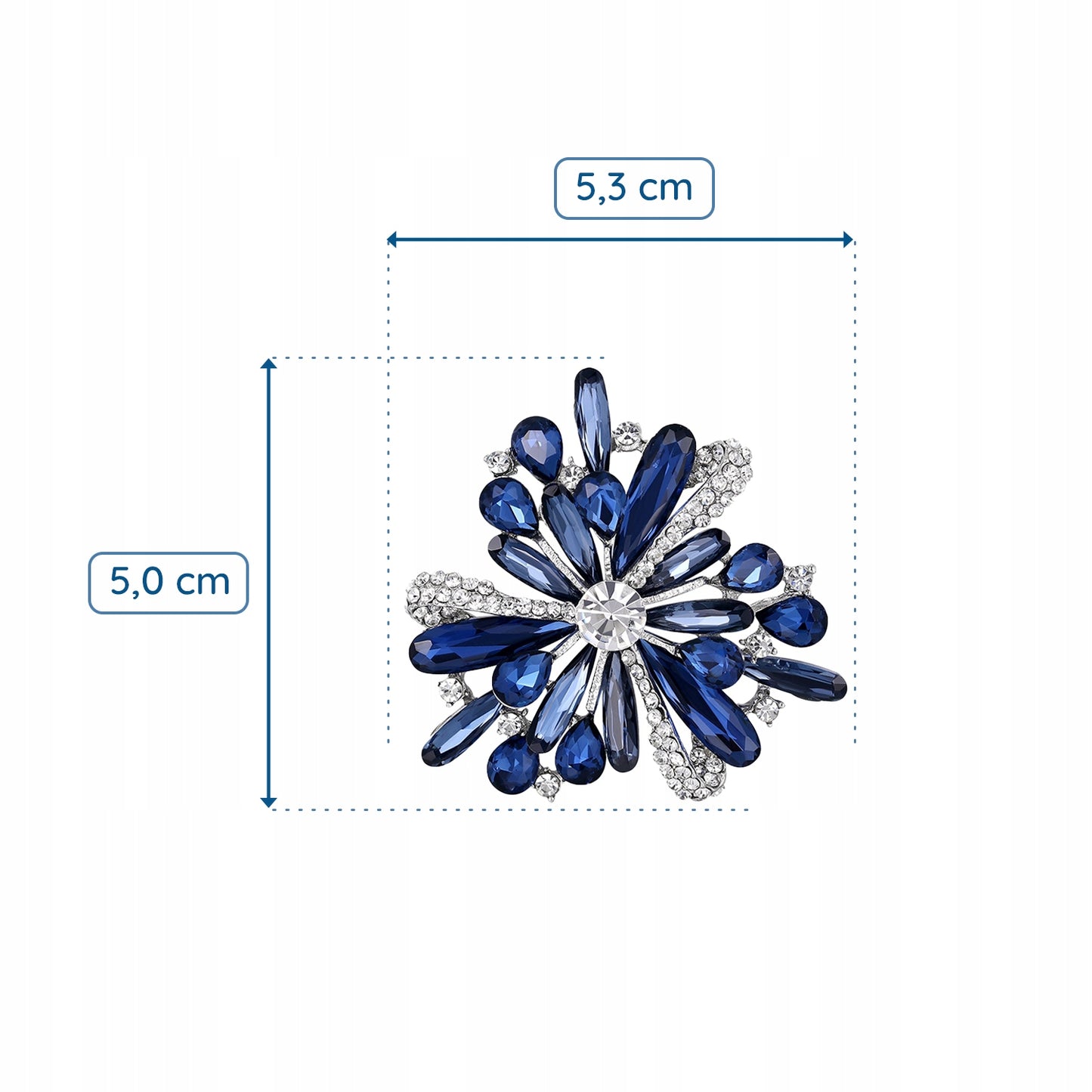 Blaue Blume - Brosche mit Zirkonia