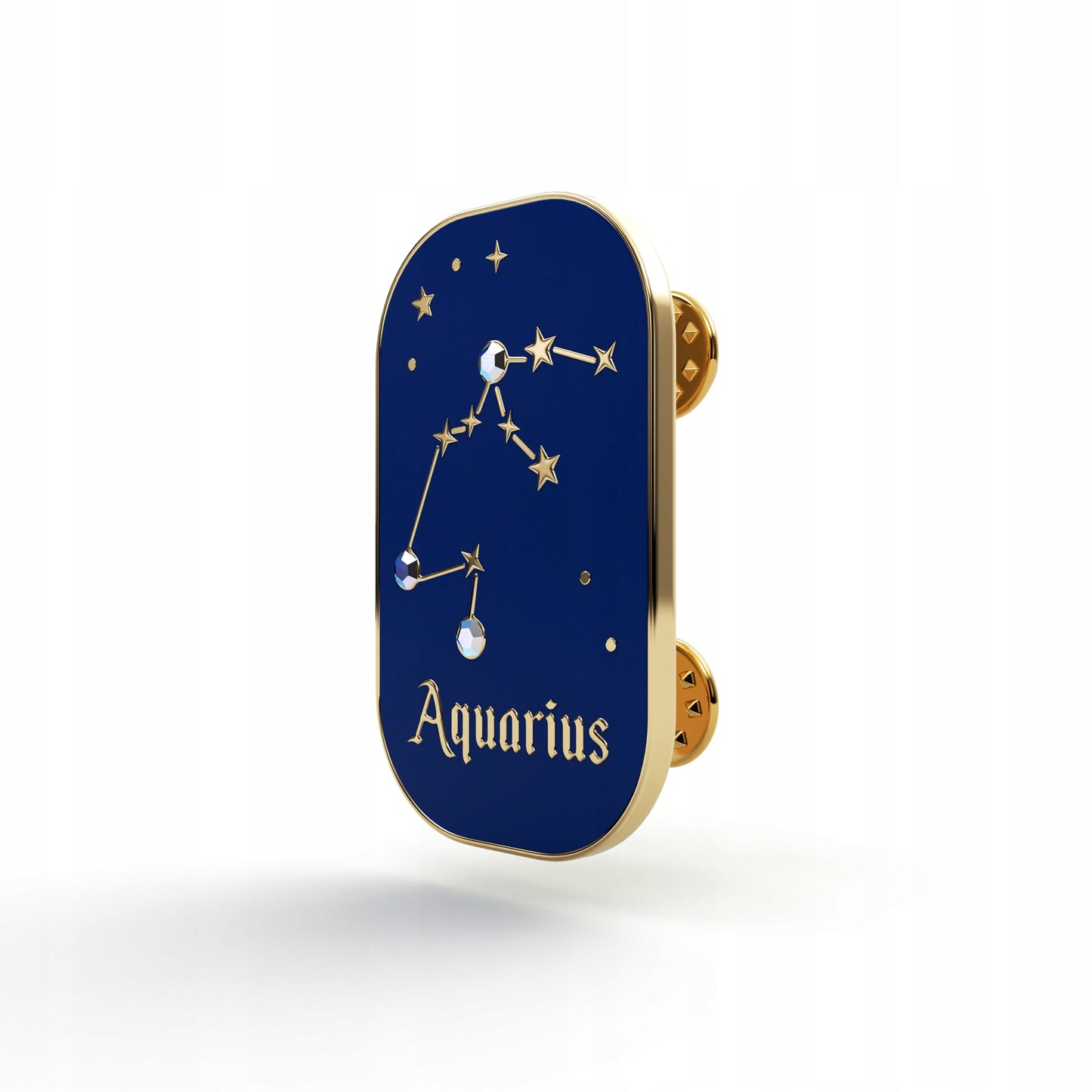 Sternzeichen Wassermann – Zirkon-Anstecker mit 14 Karat Gold veredelt