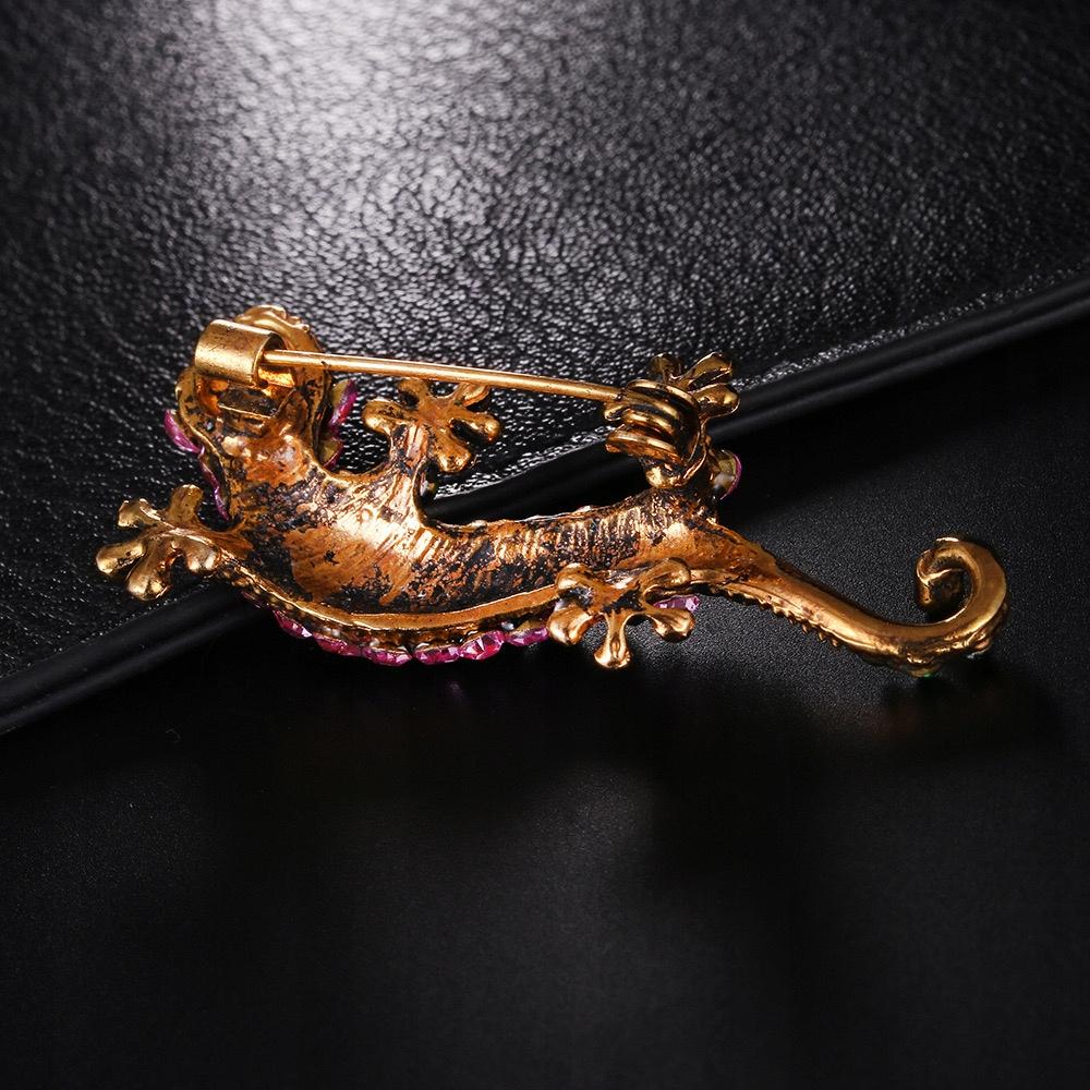 Gecko-Brosche mit Zirkonia