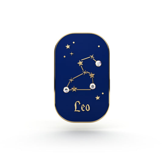 Sternzeichen Löwe – Zirkon-Anstecker mit 14 Karat Gold veredelt