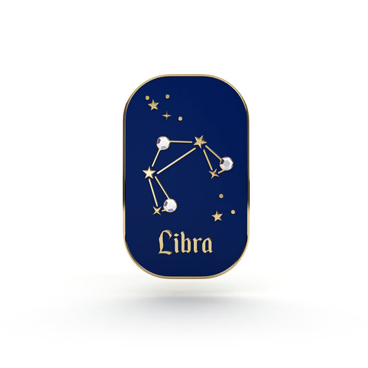 Sternzeichen Waage – Zirkon-Anstecker mit 14 Karat Gold veredelt
