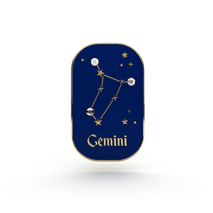 Sternzeichen Zwillinge – Zirkon-Anstecker mit 14 Karat Gold veredelt